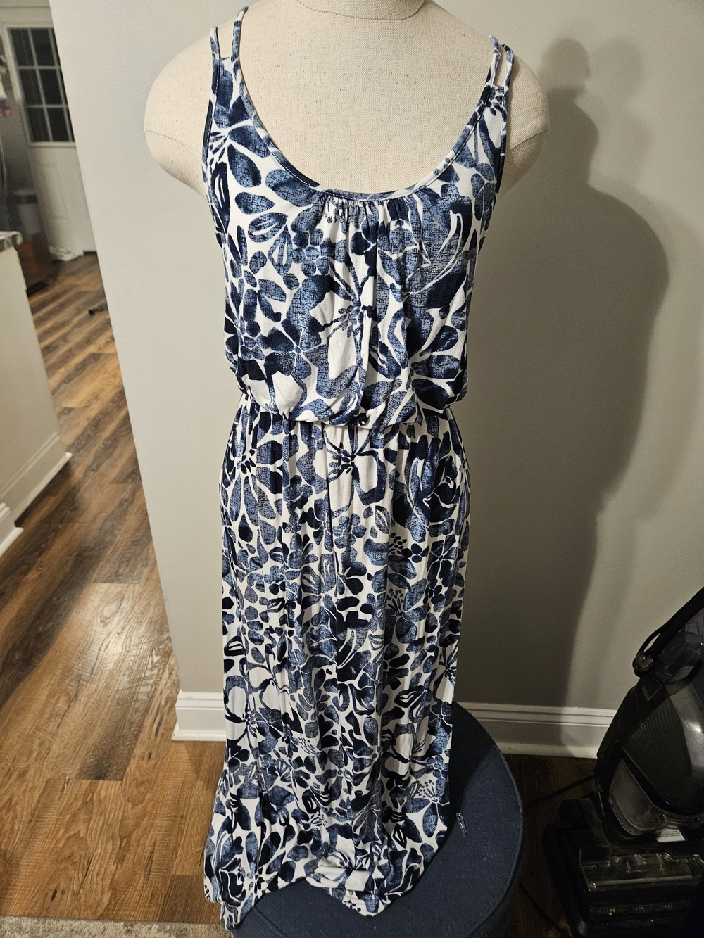 LOFT Navy and White Floral Print Maxi Dress